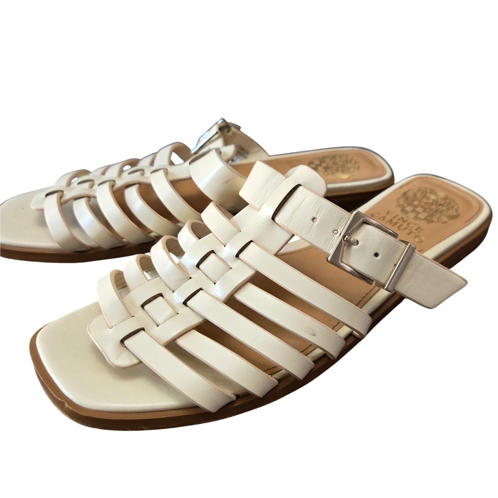 Vince Camuto Leather Fisherman Sandals Ivory Cream Buckle Women's Size 7.5